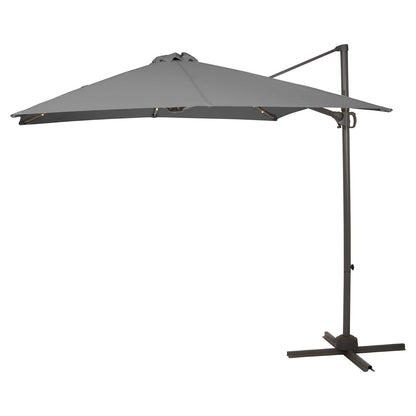 Premium cantilever 2.4m Square Parasol - Grey - LED lights - Laura James