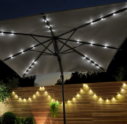 Premium cantilever 2.4m Square Parasol - Grey - LED lights - Laura James