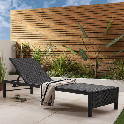 Rena sun lounger - black - rattan - Laura James 