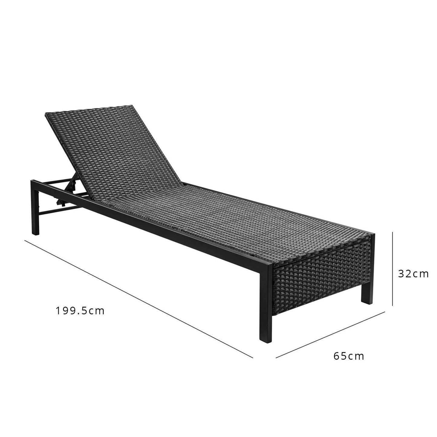 Rena sun lounger - black - rattan - Laura James