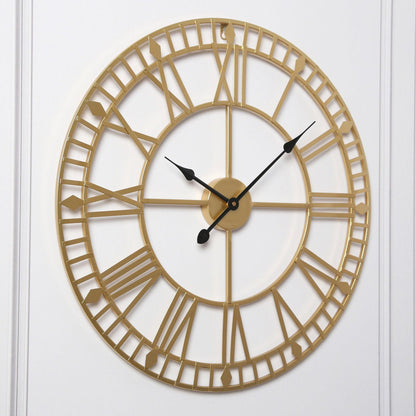 Riseley 60cm Metal Skeleton Wall Clock - Gold - Laura James