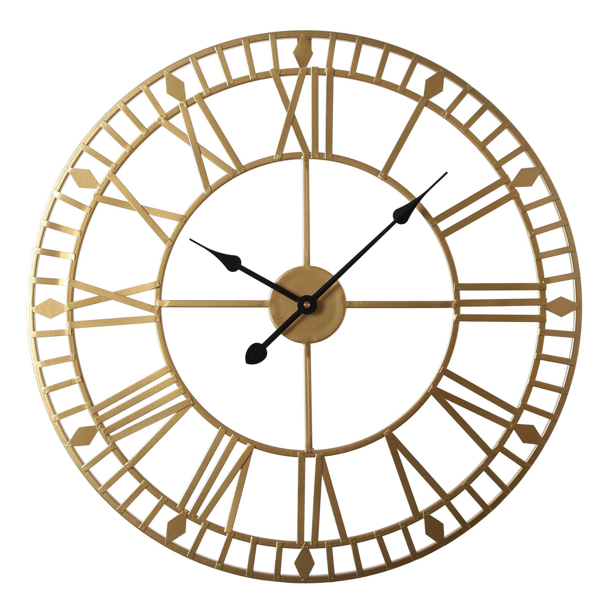 Riseley 60cm Metal Skeleton Wall Clock - Gold - Laura James