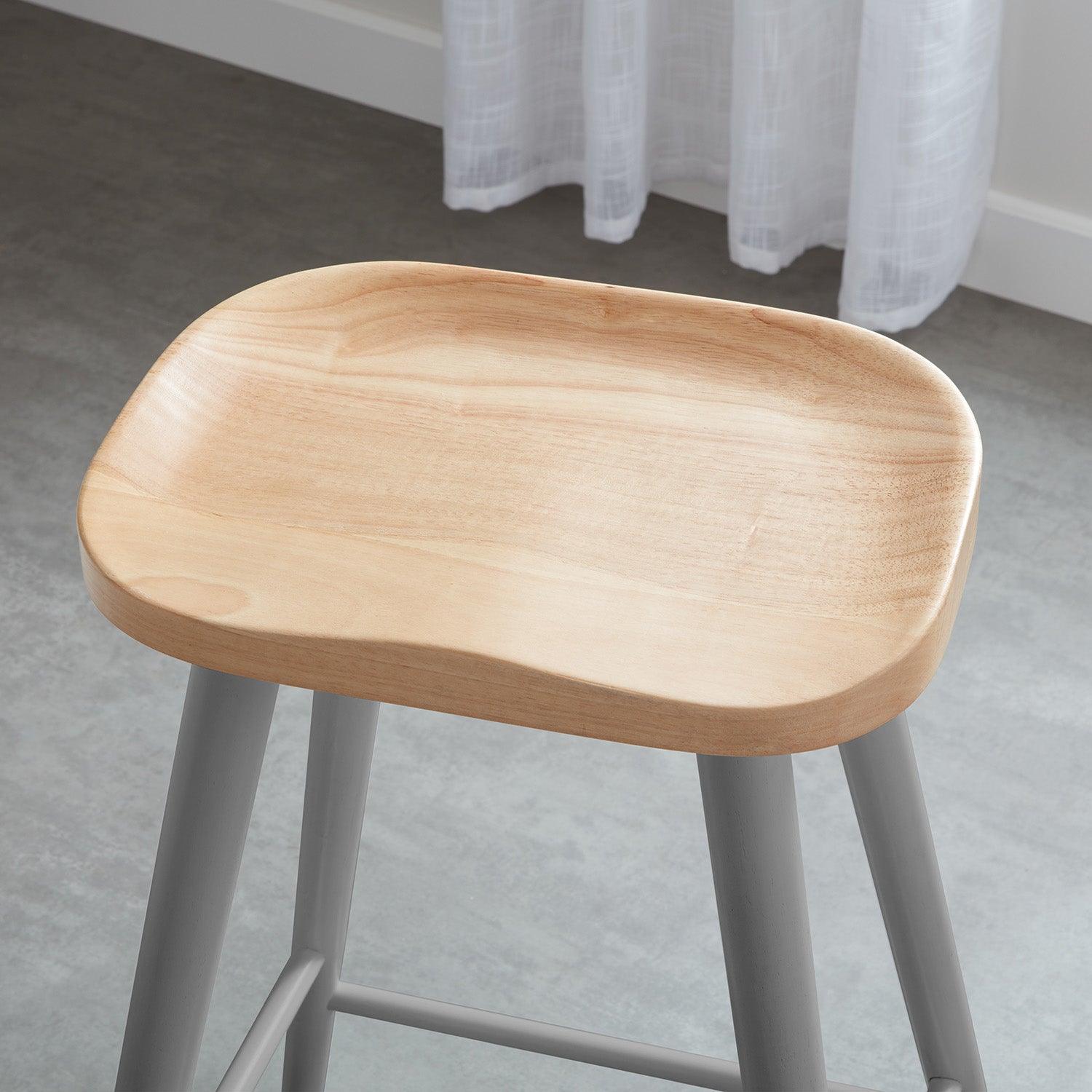 Silvester bar stool - grey frame with natural top - Laura James