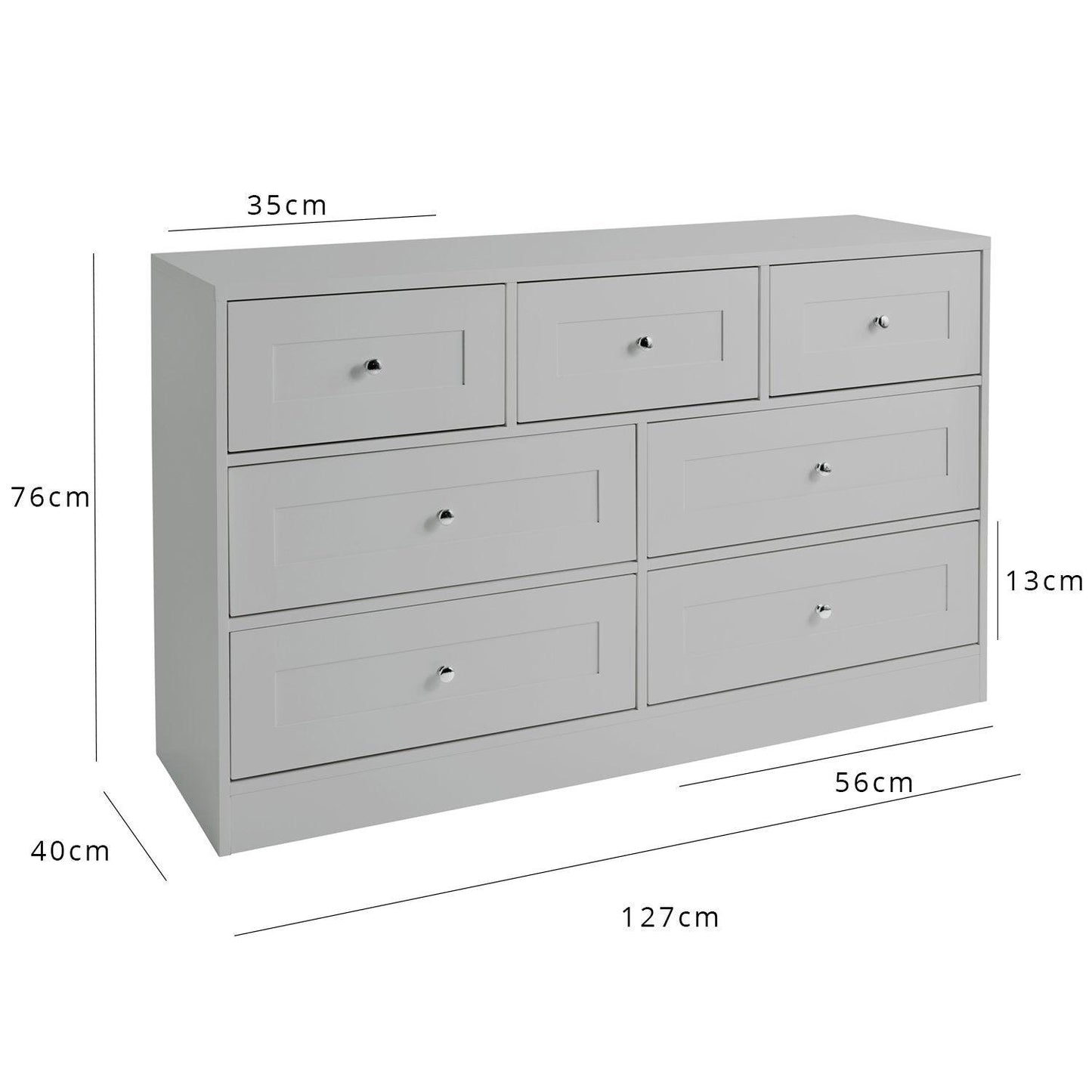 Stevie Chest of Drawers - 3 Over 4 Grey - Laura James