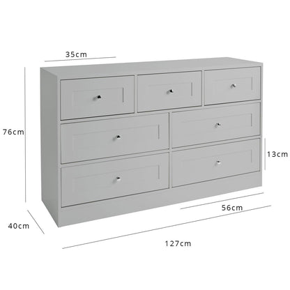 Stevie Chest of Drawers - 3 Over 4 Grey - Laura James