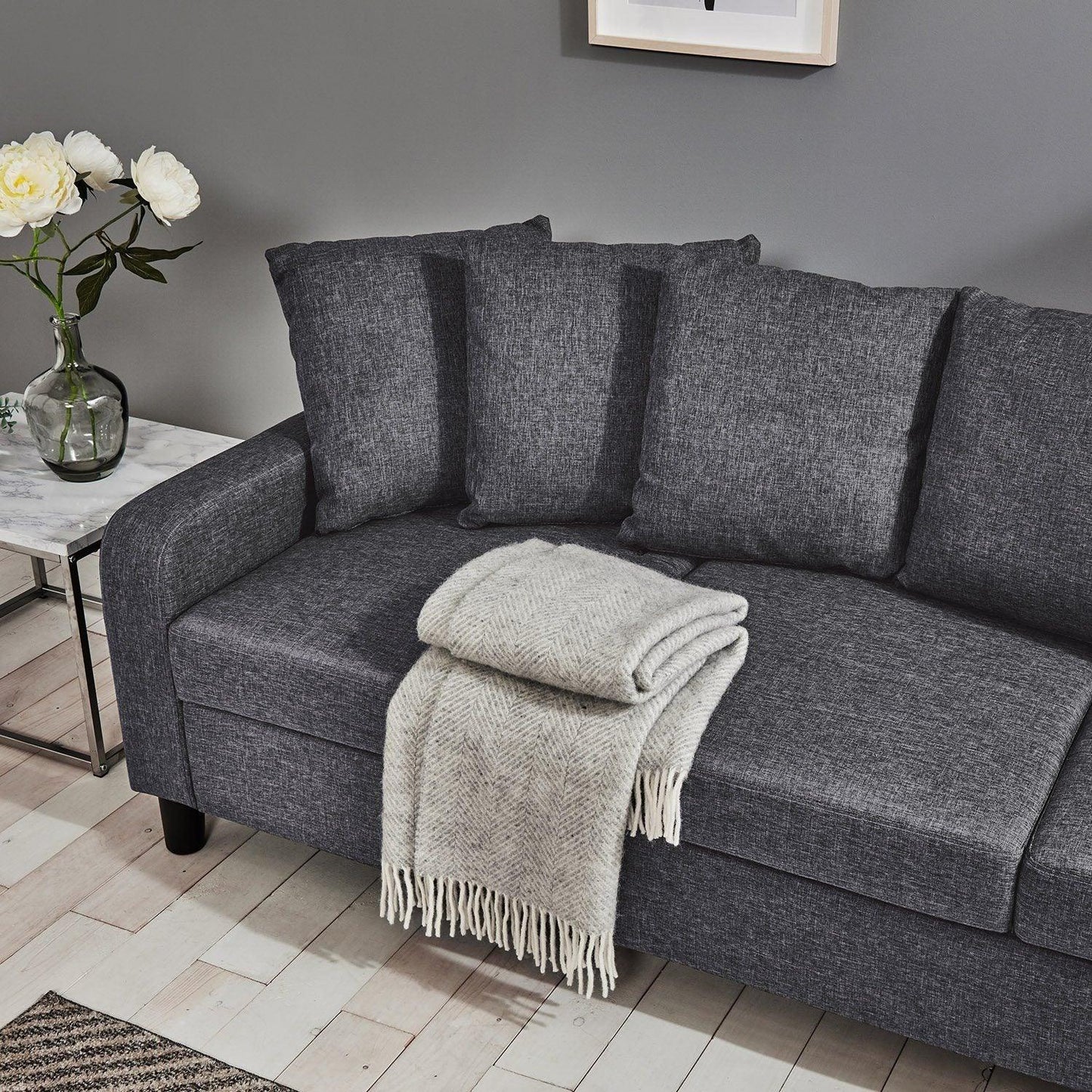 Tracy 3 seater sofa - grey linen - Laura James