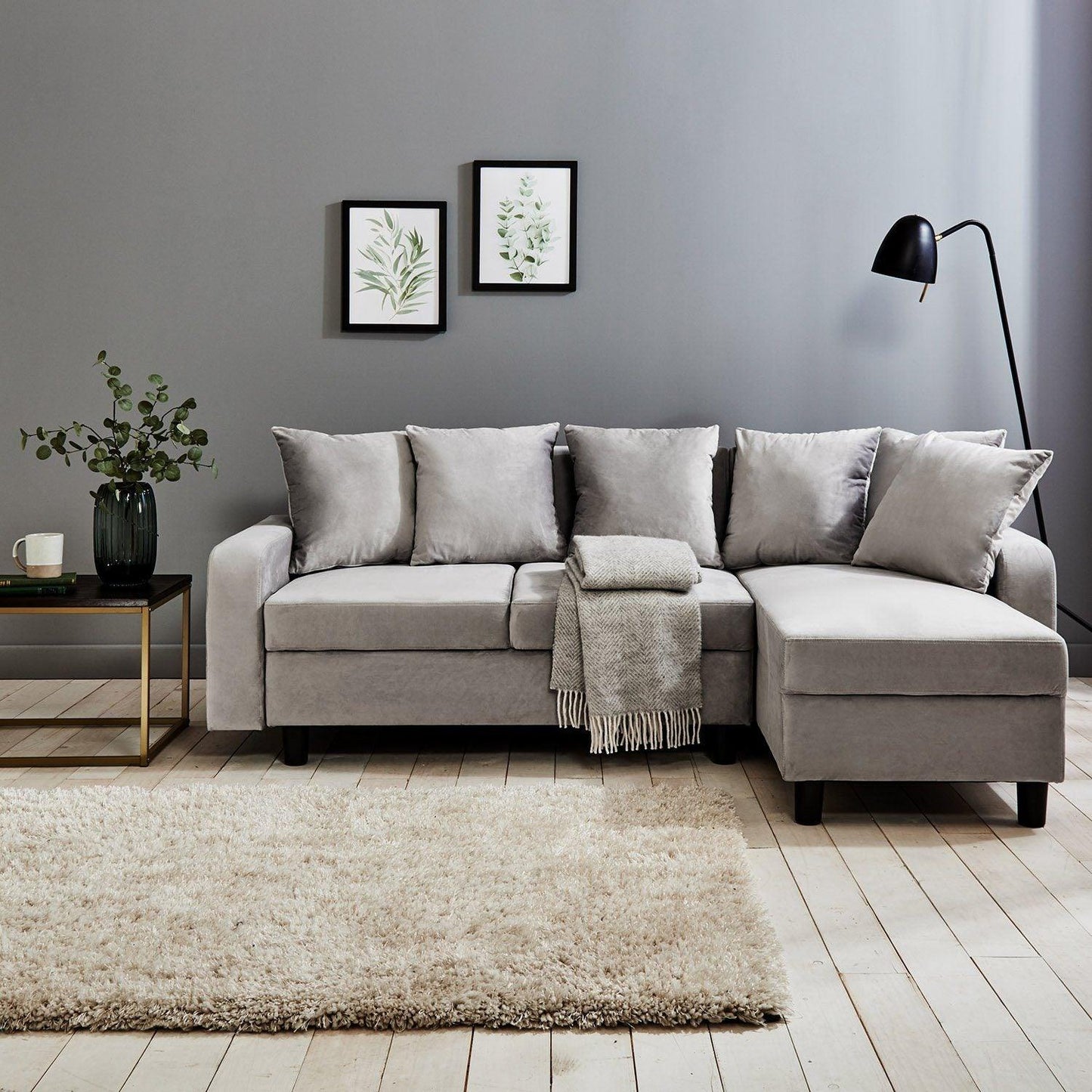 Tracy corner sofa - grey velvet - Laura James