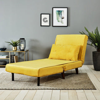 Una Yellow Velvet Single Sofa Bed - Laura James