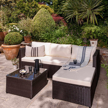 Weston Outlet - 4 Seater Rattan Corner Sofa Set - Brown Weave - Laura James