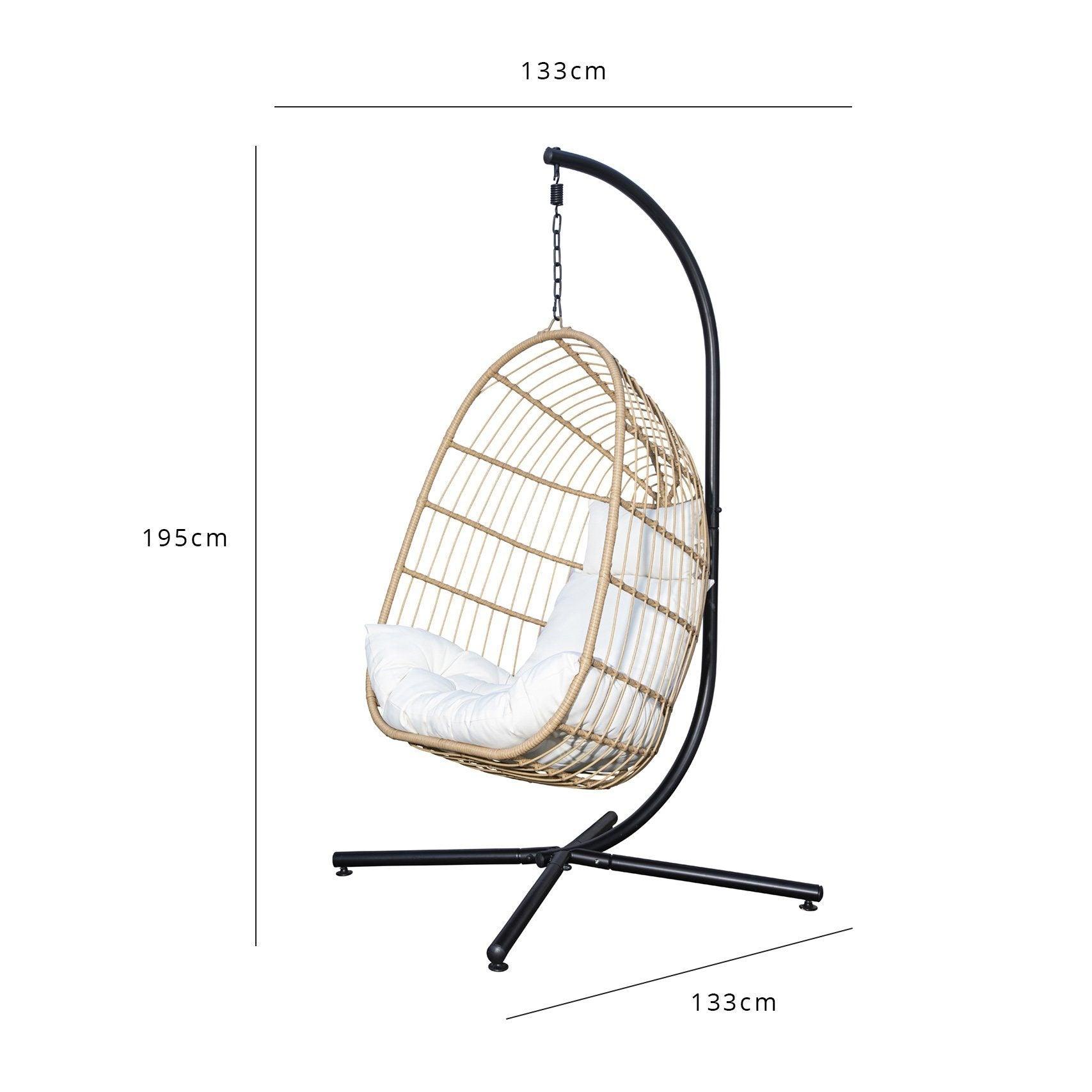 Wick Rattan Garden Hanging Egg Chair Natural Laura James